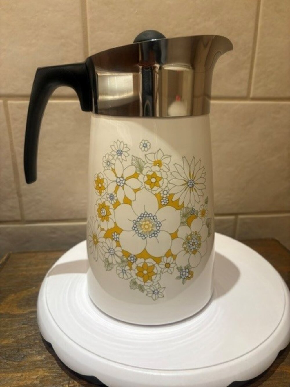 Vintage CorningWare Floral Bouquet Percolator 9 Cup with Inners